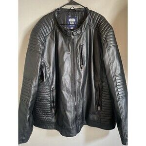 Route 66 Jacket Mens 3XL Black Faux Leather Motorcycle Biker Quilted Moto Zip
